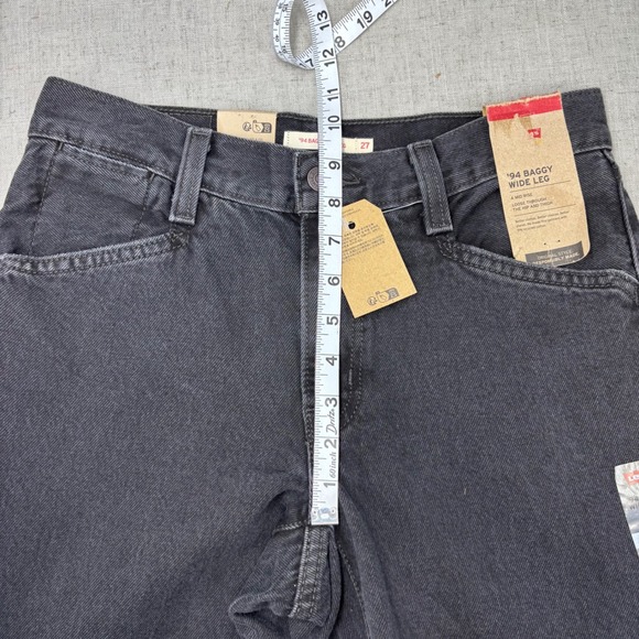NWT Levis 94 Baggy Wide Leg Jeans Washed Black Denim Mid Rise Womens 27x31 - Picture 9 of 13